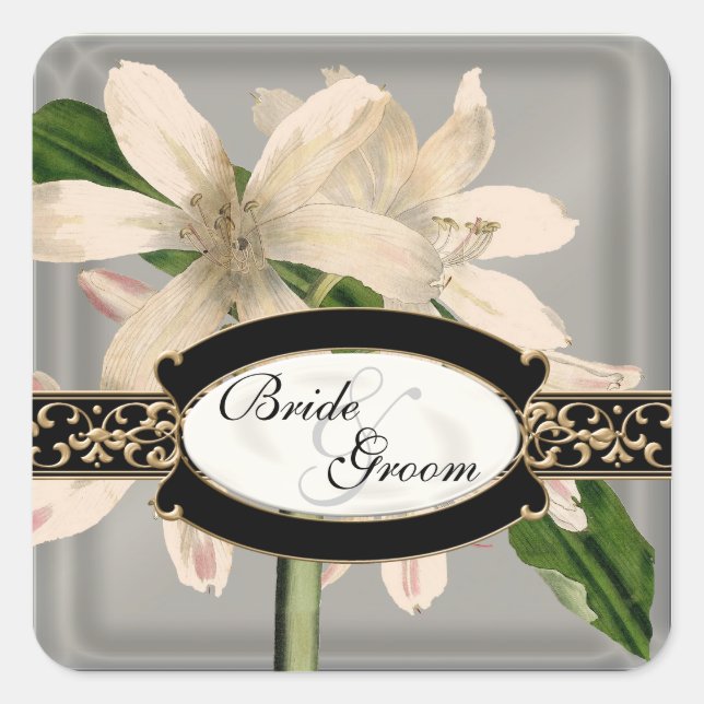 Sticker Carré Baroque Vintage Lily Gold Formal Favoriser Tags Ca (Devant)