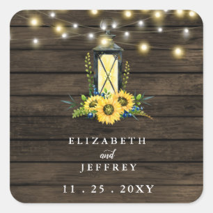 Sticker Carré Barre Bois Chaîne Lumières Mariage
