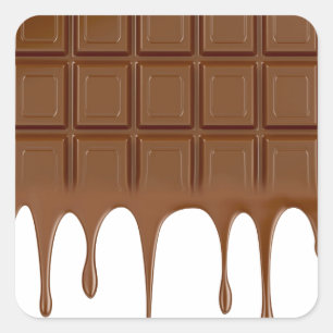 Sticker Carré Barre de chocolat fondue
