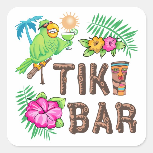 STICKER CARRÉ BARRE TROPICALE TIKI (Devant)