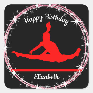 Sticker Carré Bars de gymnastique Anniversaire en rouge et noir