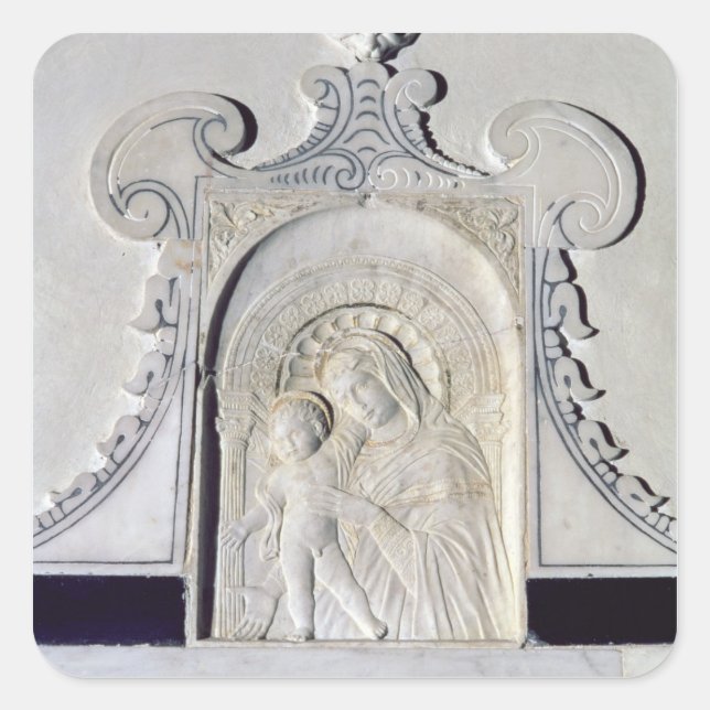 Sticker Carré Bas-relief d'une Vierge à l'Enfant (marbre) (Devant)