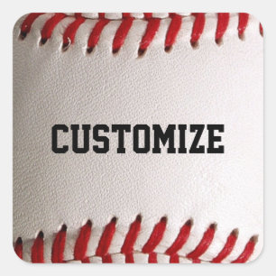 Sticker Carré Baseball avec texte personnalisable