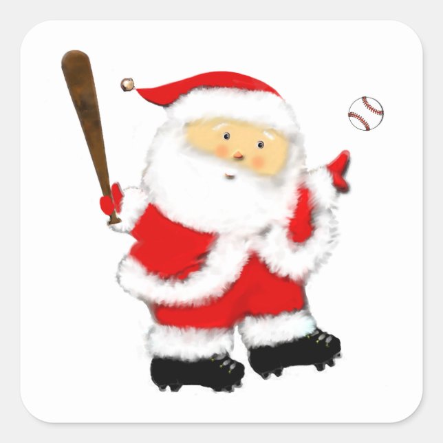 Sticker Carré Baseball Père Noël (Devant)