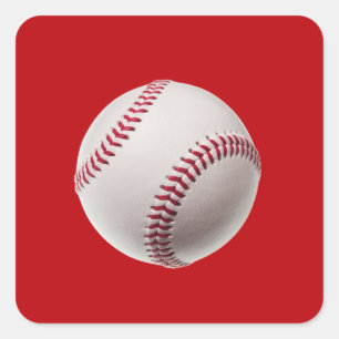 Sticker Carré Baseball - Sports Modèles Baseballs sur Rouge