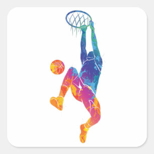 Sticker Carré Basket aquarelle