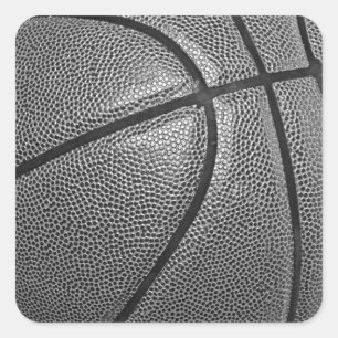 Sticker Carré Basket-ball en niveaux de gris