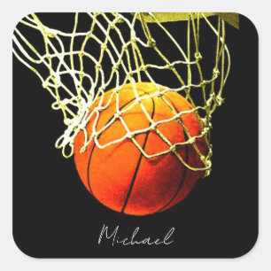 Sticker Carré Basket-ball J'aime votre nom