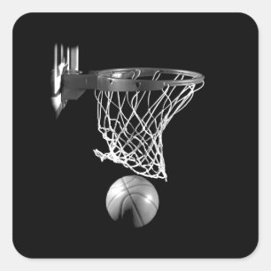 Sticker Carré Basket-ball noir et blanc