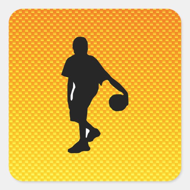 Sticker Carré Basket-ball orange jaune (Devant)