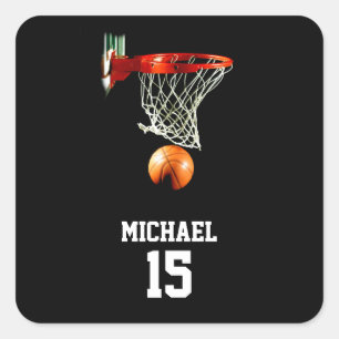Sticker Carré Basket-ball Votre nom