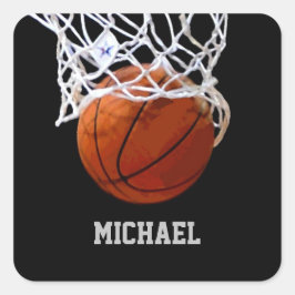 Sticker Carré Basket-ball Votre nom