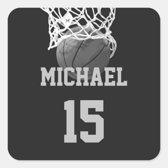 Sticker Carré Basket-ball Votre nom (Devant)