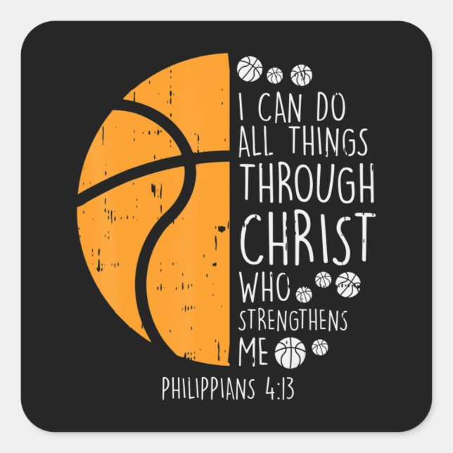 Sticker Carré Basket Je Peux Faire Des Choses Bible Verse Dieu J (Devant)