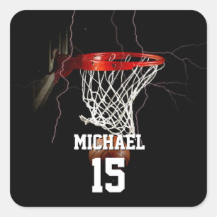 Sticker Carré Basketball Ajouter Votre Nom Et Votre Numéro