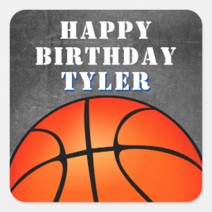 Sticker Carré Basketball Ball Chalkboard Photo Anniversaire
