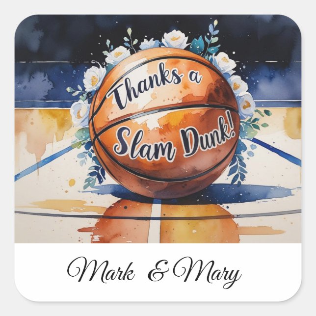 Sticker Carré Basketball merci le thème Slam Dunk (Devant)
