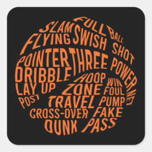 Sticker Carré Basketball Motivation Mot Cloud Art