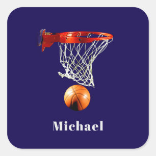 Sticker Carré Basketball Remplacez par Votre Nom