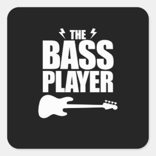 Sticker Carré Basse Lecteur Guitare Jouer Musique Musicien Guita