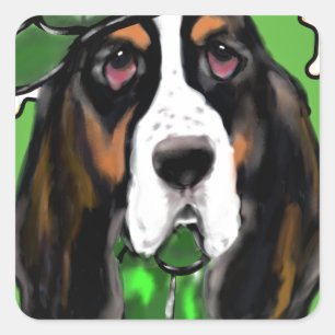 Sticker Carré Basset Hound