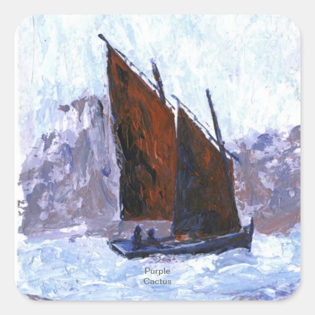Sticker Carré Bateau à voile Bisquine (Devant)