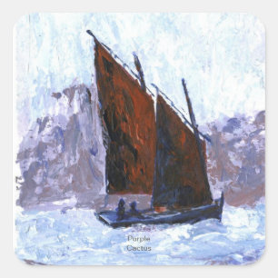 Sticker Carré Bateau à voile Bisquine