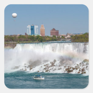 Sticker Carré Bateau et ballon à American Niagara Falls