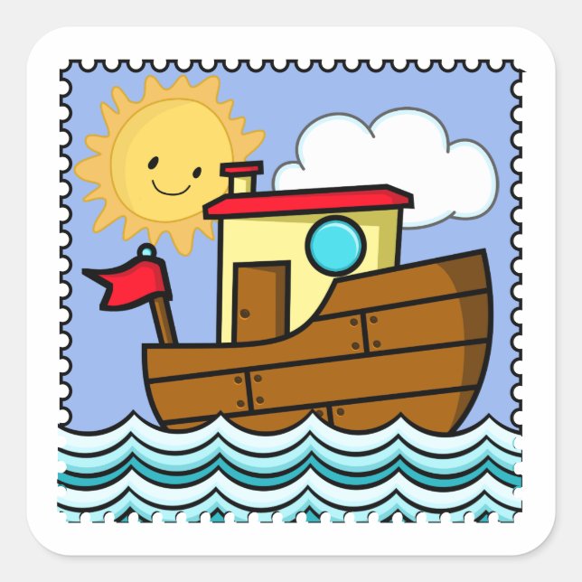 Sticker Carré Bateau-remorque Jour ensoleillé (Devant)