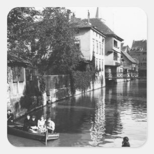 Sticker Carré Bateau sur la rivière Gera à Erfurt