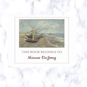 Sticker Carré Bateaux de pêche modifiables par Van Gogh Plaque d