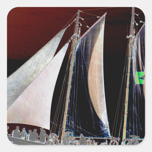 Sticker Carré Bateaux sous voile (Devant)