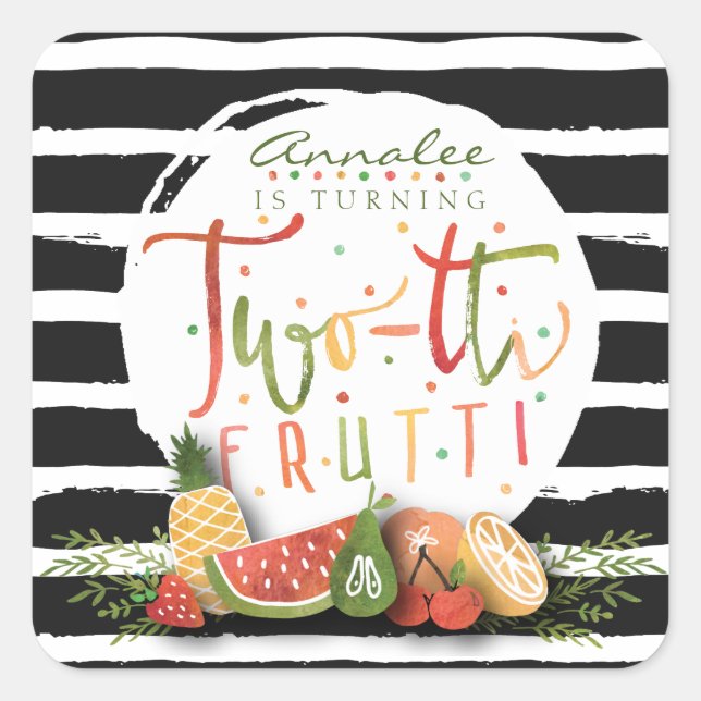 Sticker Carré BÂTIMENT D'ANNIVERSAIRE | Fruits à deux tti (Devant)
