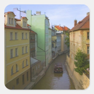 Sticker Carré Bâtiments historiques avec canal, Prague, Tchèqu