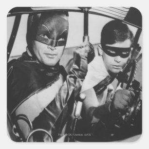 Sticker Carré Batman and Robin In Batmobile