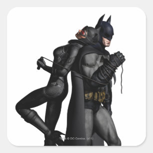 Sticker Carré Batman Arkham City   Batman et Catwoman