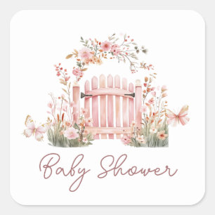 Sticker Carré Bâton Carré Carré Baby shower Jardin Rose