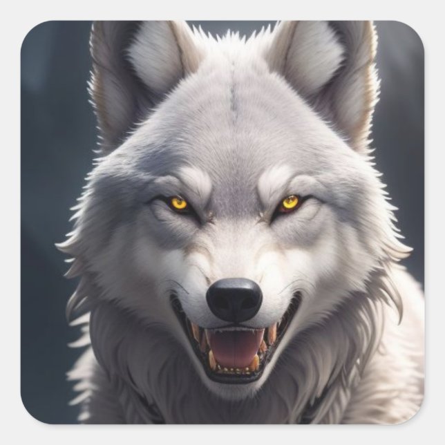 Sticker Carré bâton de loup de topaz argenté (Devant)
