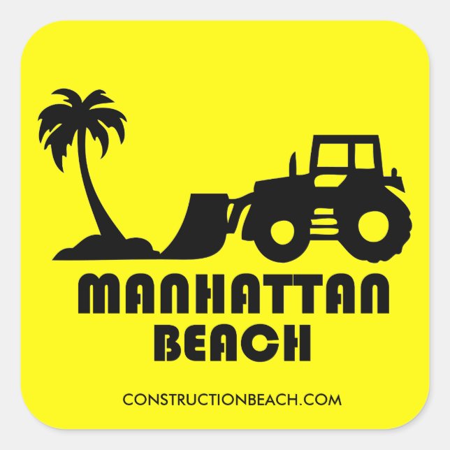 Sticker Carré Bâton de plage de construction (Devant)