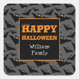 Sticker Carré Bats volants gris cool noir Joyeux Halloween