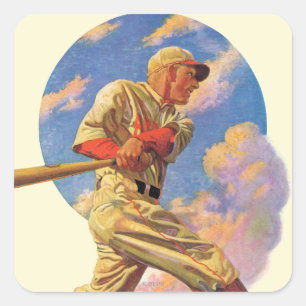 Sticker Carré Batteur de baseball