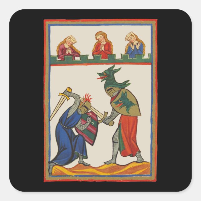 Sticker Carré Battre Les Chevaliers À Un Tournoi, 14e Siècle (Devant)