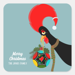 Sticker Carré Bauble de Noël du coq portugais