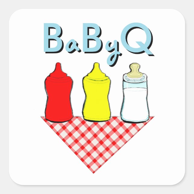 Sticker Carré BBQ été baby shower (Devant)