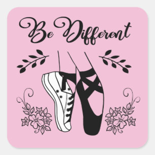 Sticker Carré Be Different Ballet Chaussures Noir et Blanc