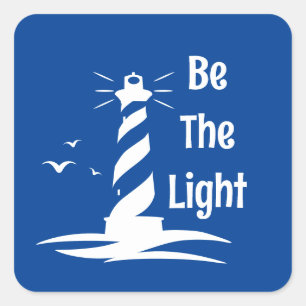 Sticker Carré Be Light Lighthouse White Silhouette Style Coa