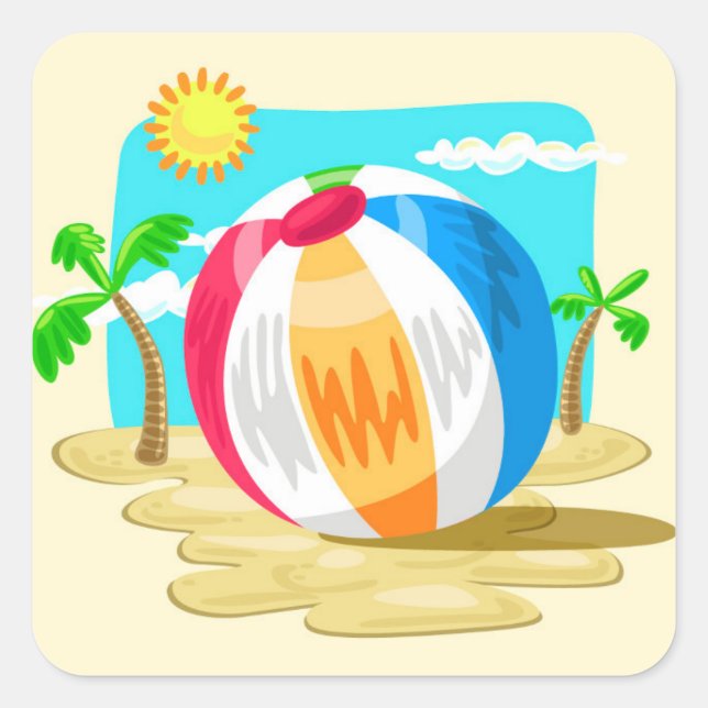 Sticker Carré Beach Ball (Devant)
