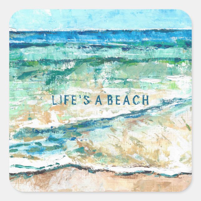 Sticker Carré Beach House Côté artisanat Vie de Plage (Devant)