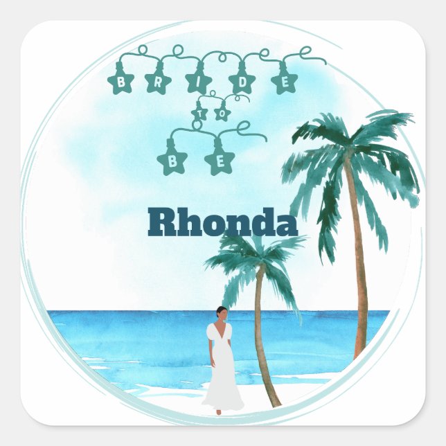 Sticker Carré Beachfront Belle Design Mariage (Devant)