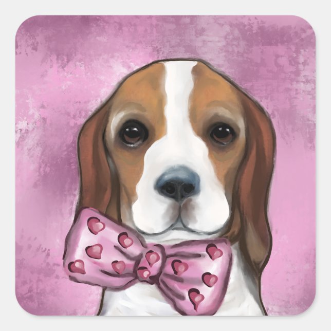 STICKER CARRÉ BEAGLE VALENTINE (Devant)
